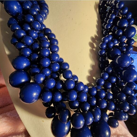 BAUBLEBAR GOLD TONE SAPPHIRE BLUE RESIN 20"-22" NECKLACE NWOT - Picture 4 of 6